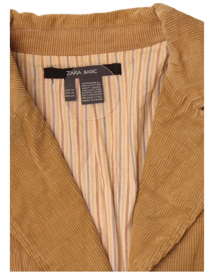 Zara Damen 3-Knopf-Blazer aus Cord, UK 12, mittelbraune Baumwolle