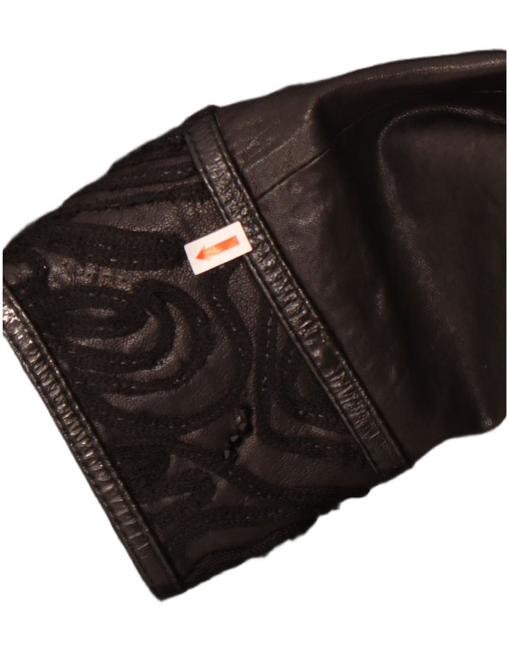 Vintage Damen Lederjacke UK 22 3XL Schwarzes Leder