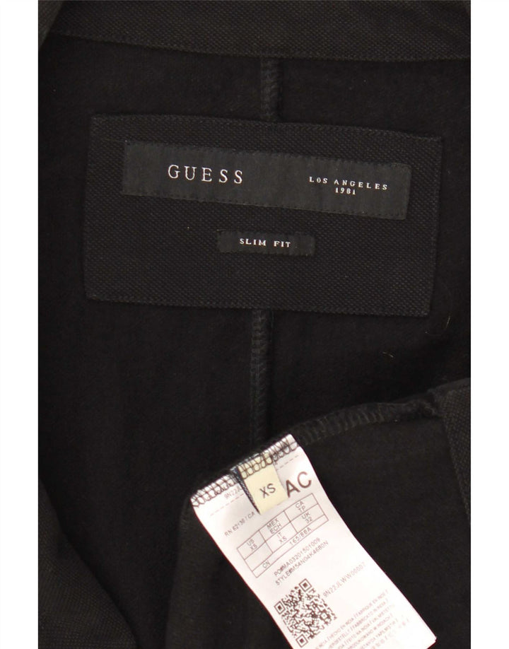 Guess Herren-Blazer mit 2 Knöpfen, schmale Passform, UK 32, 2XS, schwarze Baumwolle