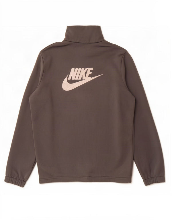 Nike Mädchen-Trainingsanzugoberteil mit Grafik, 8–9 Jahre, Größe S, Grau, Farbblock