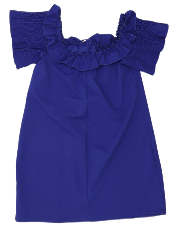 Zara Damen-Kleid mit Rüschen, schulterfrei, Größe 44, Blau