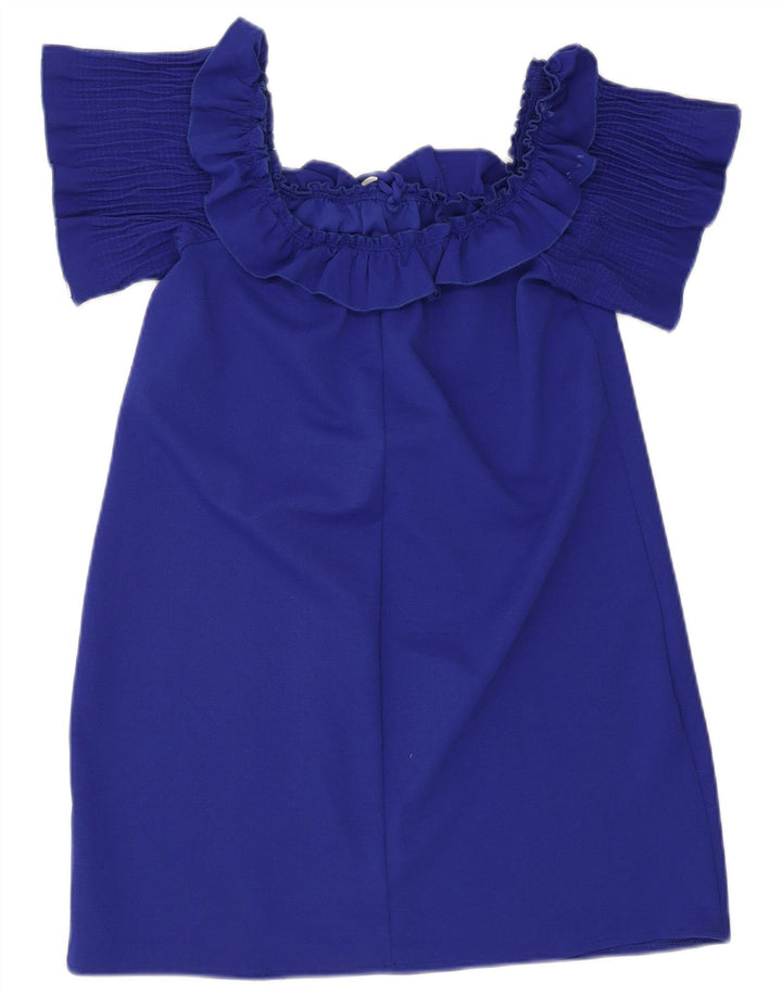 Zara Damen-Kleid mit Rüschen, schulterfrei, Größe 44, Blau
