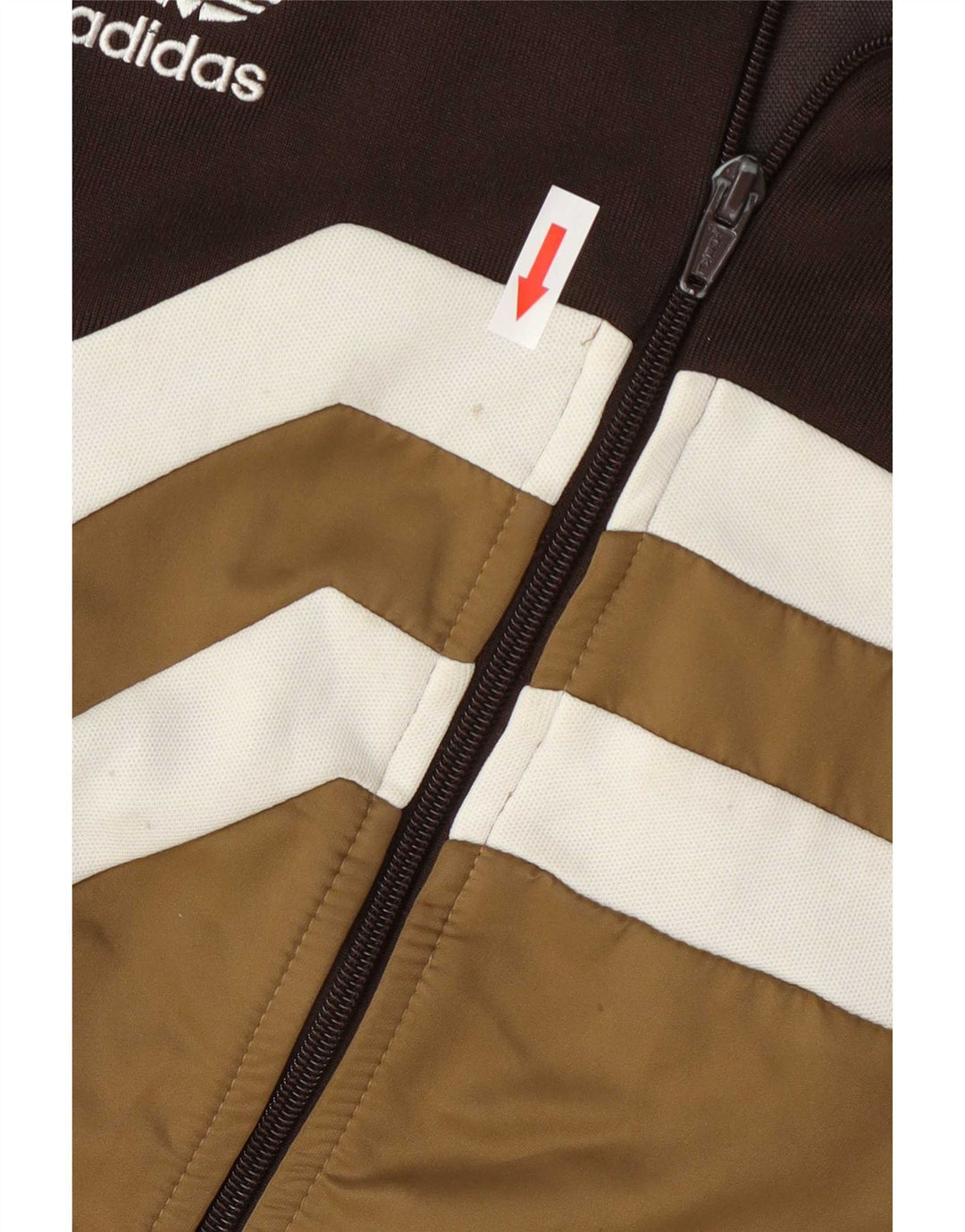 Adidas Herren-Trainingsanzug-Top-Jacke, große braune Colourblock-Baumwolle