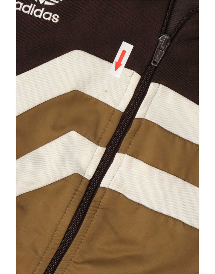 Adidas Herren-Trainingsanzug-Top-Jacke, große braune Colourblock-Baumwolle