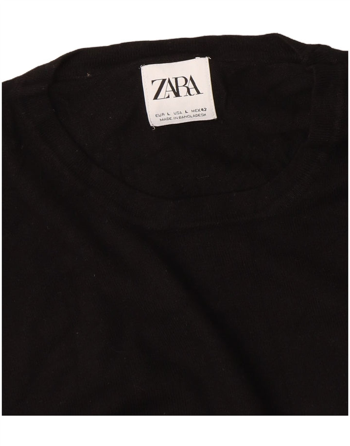 Zara Damen-Pullover mit Rundhalsausschnitt, Gr. 14, Schwarz