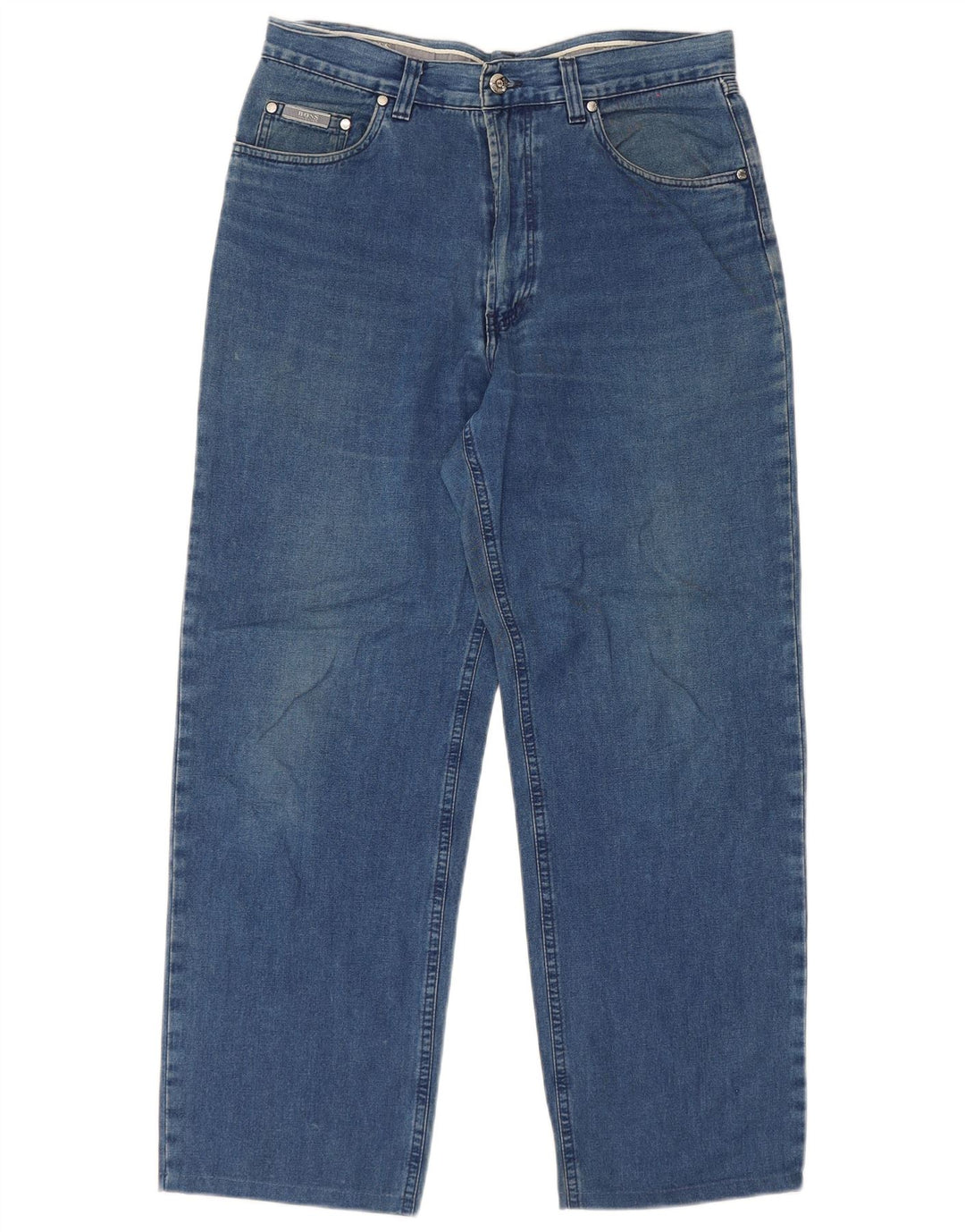 Hugo Boss Herren Straight Jeans W34 L28 Blaue Baumwolle