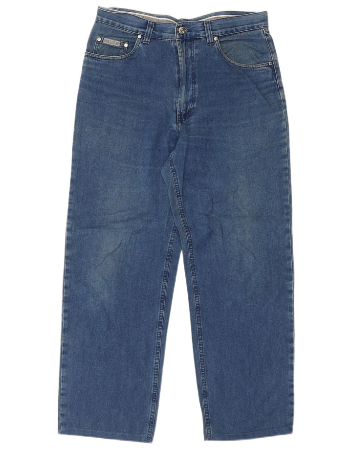 Hugo Boss Herren Straight Jeans W34 L28 Blaue Baumwolle