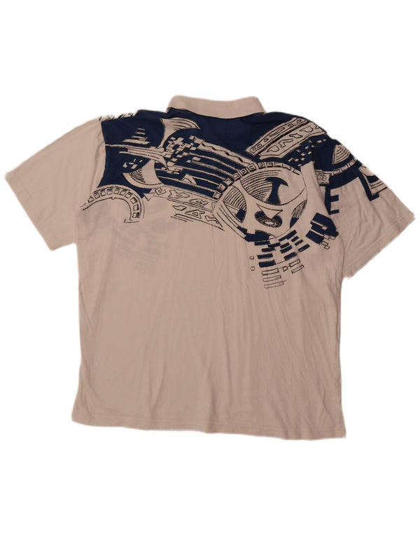 SHAMP Herren-Poloshirt mit Grafik, EU 48, mittelweiße geometrische Baumwolle