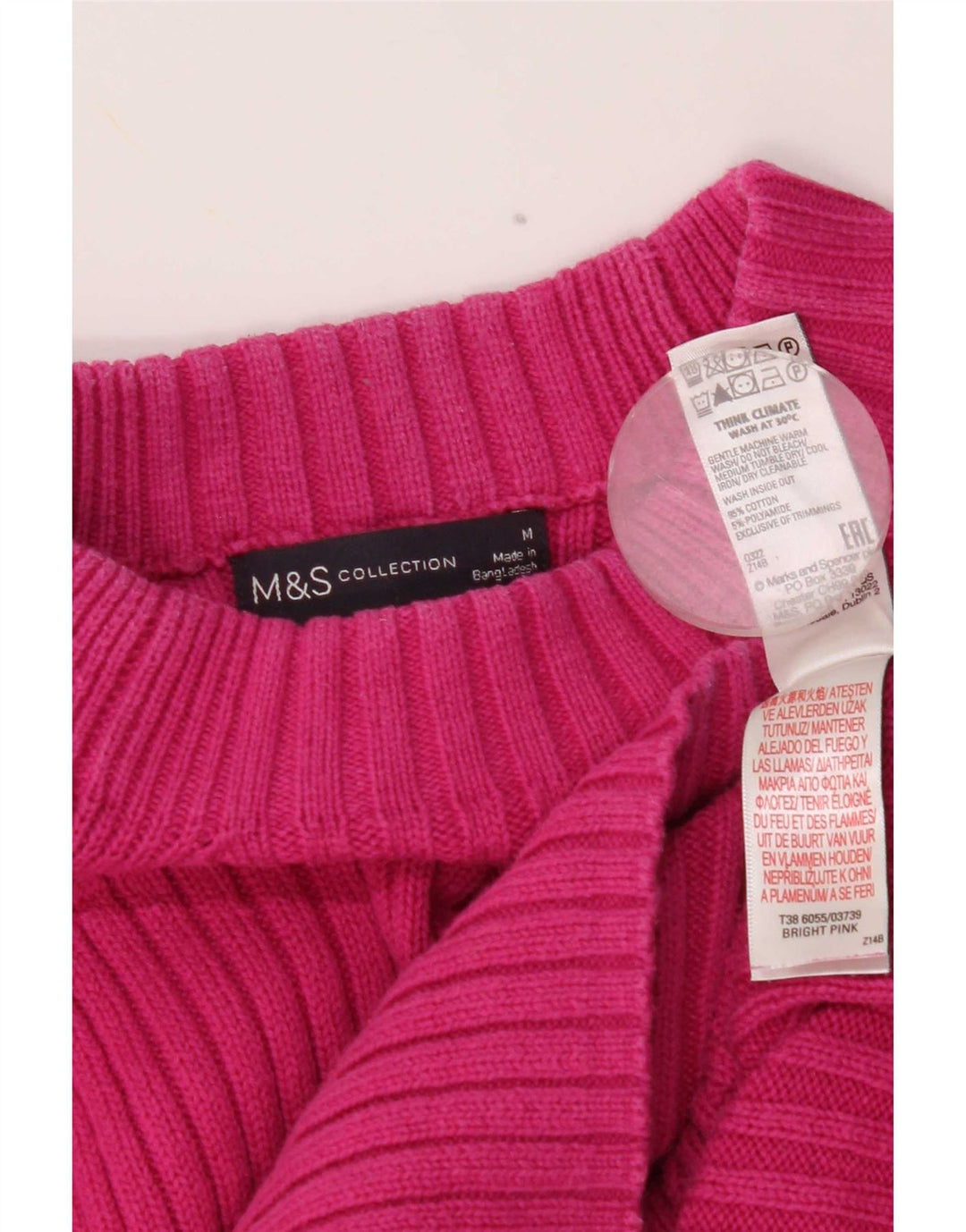Marks & Spencer Damen Rollkragenpullover aus Baumwolle, Gr. 14, mittelrosa