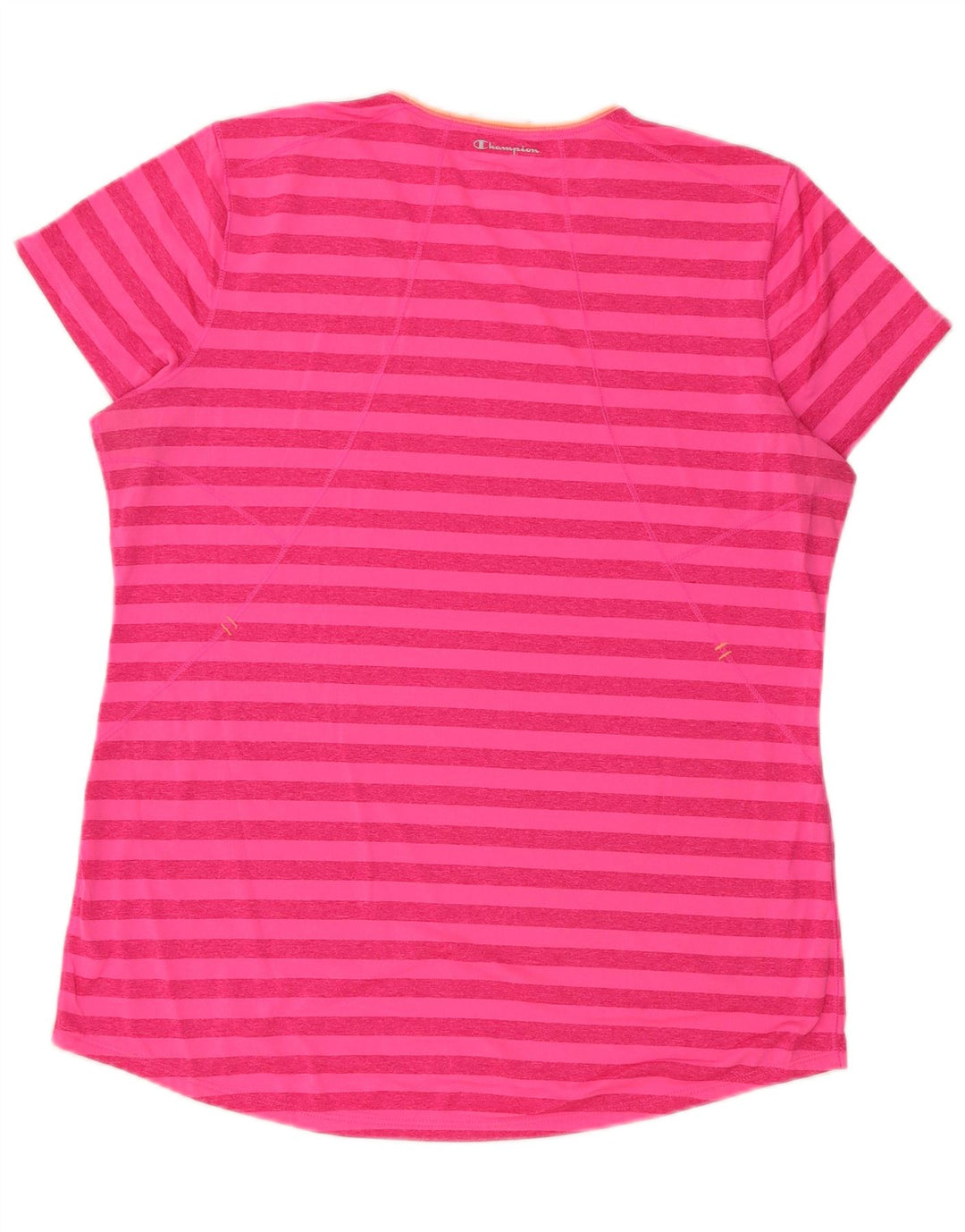 Champion Damen T-Shirt Top UK 16 Large Rosa gestreift Polyester