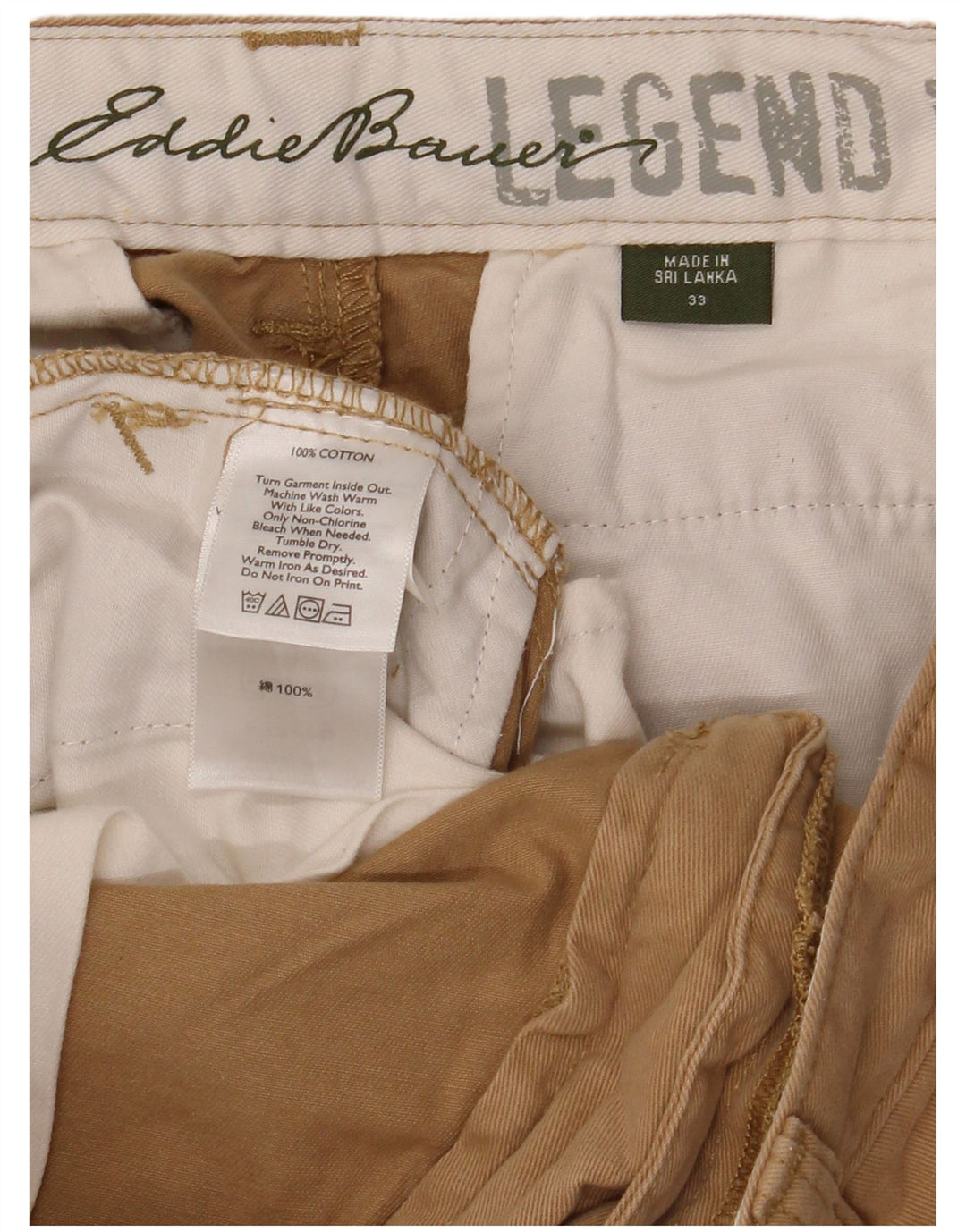 EDDIE BAUER Herren Chinoshorts W33 Medium Khaki Baumwolle