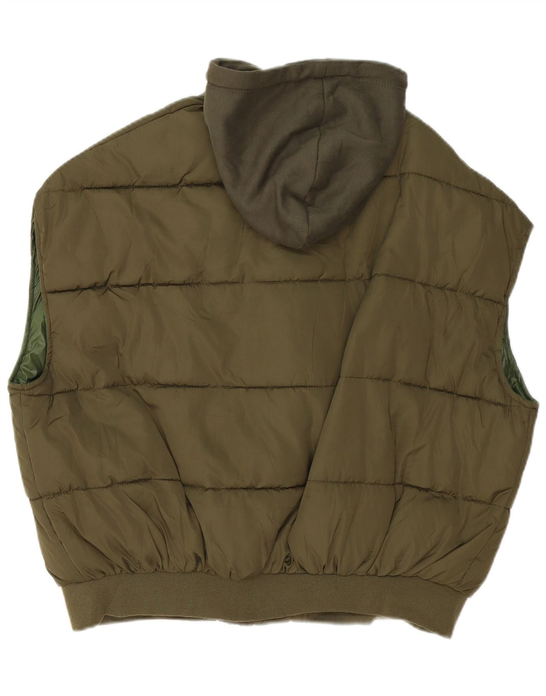 Zara Damen-Kapuzen-Übergröße, wattierte Weste, UK 10, Größe S, Khaki, Polyester