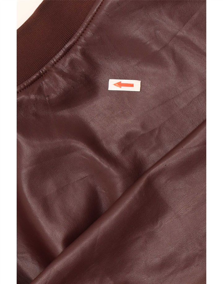 Zara Herren-Bomberjacke aus Kunstleder, UK 38, mittelbraunes Polyester