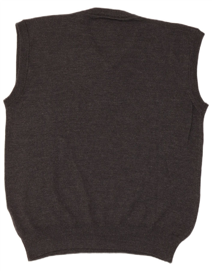 Vintage Herren Weste Tank Top Groß Grau Argyle/Diamant