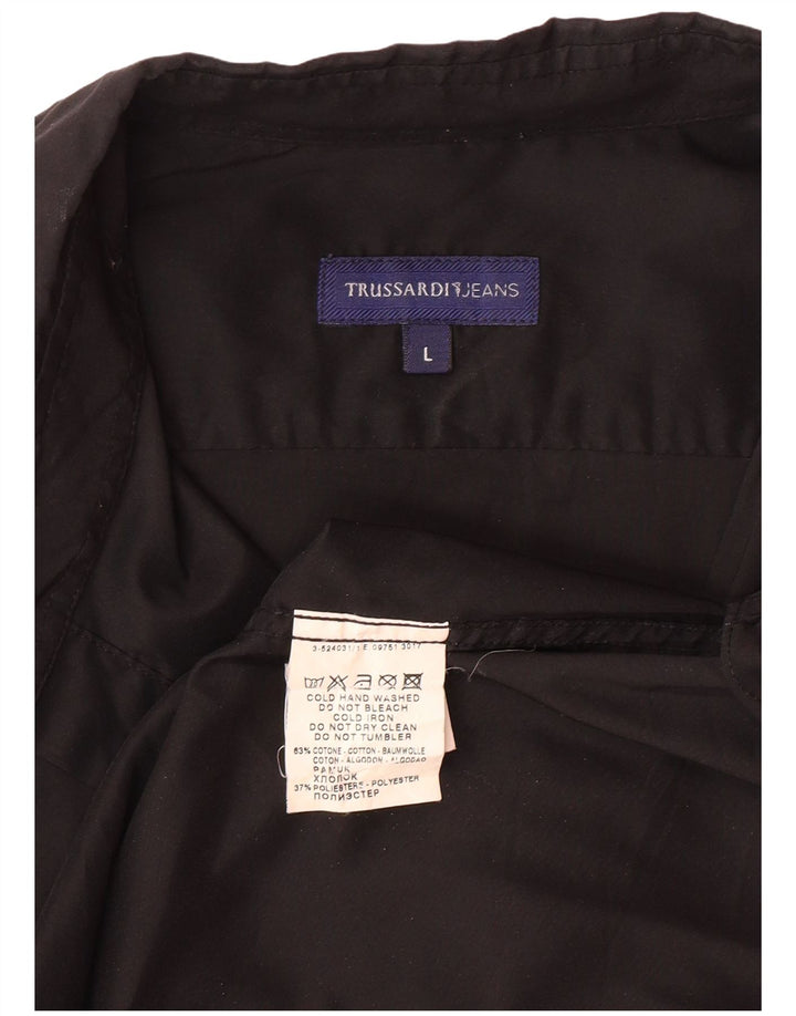 TRUSSARDI JEANS Herrenhemd Große schwarze Baumwolle
