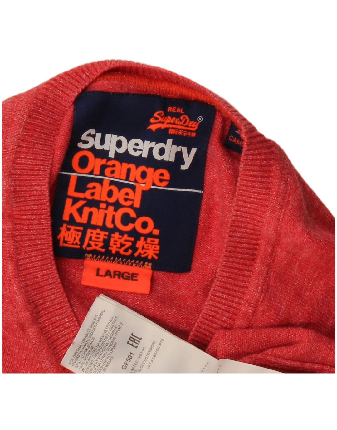 Superdry Herren-Pullover mit Rundhalsausschnitt, Größe L, aus roter Baumwolle