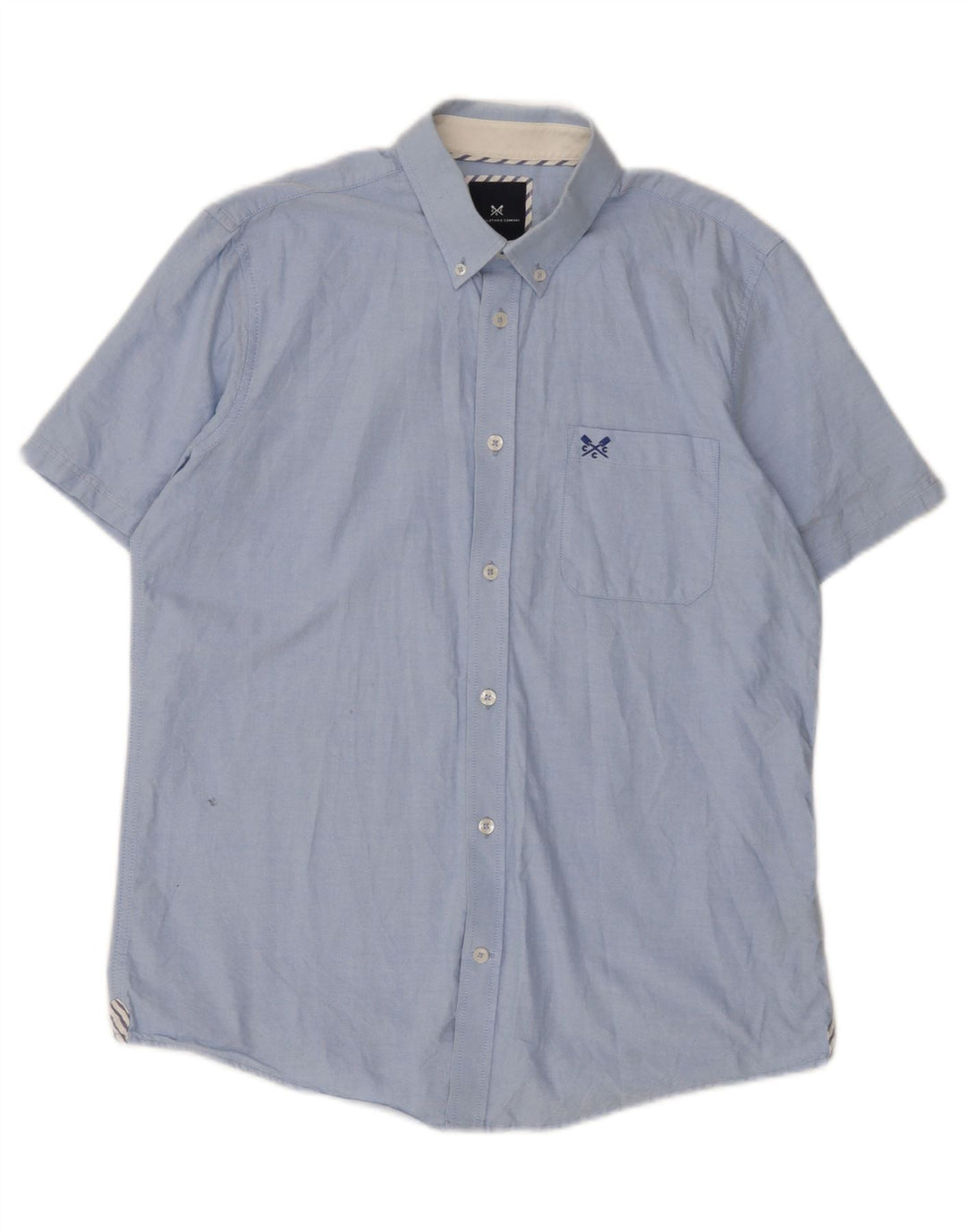 Crew Clothing Herren-Kurzarmhemd aus mittelblauer Baumwolle