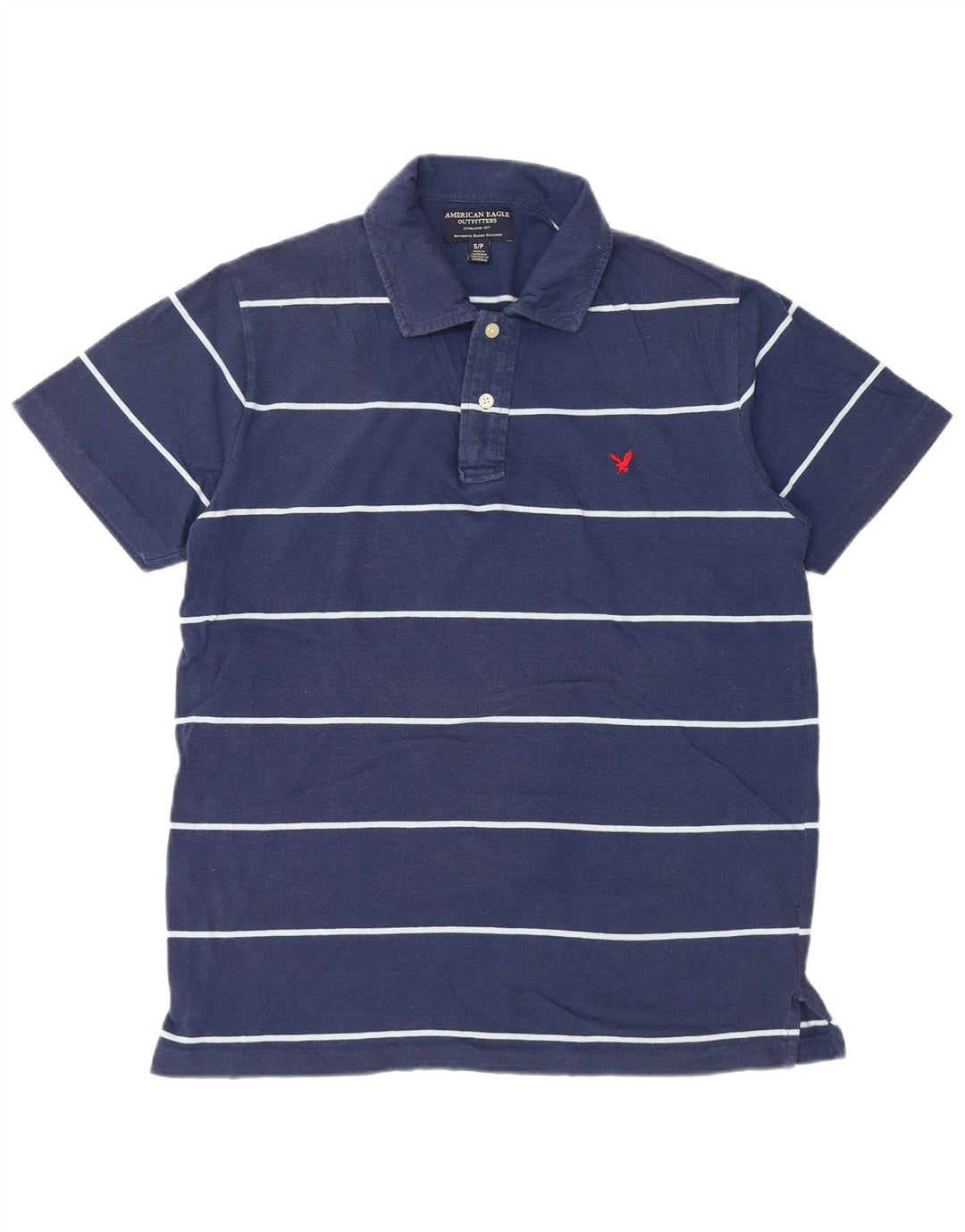 American Eagle Herren-Poloshirt, klein, marineblau, gestreift, Baumwolle