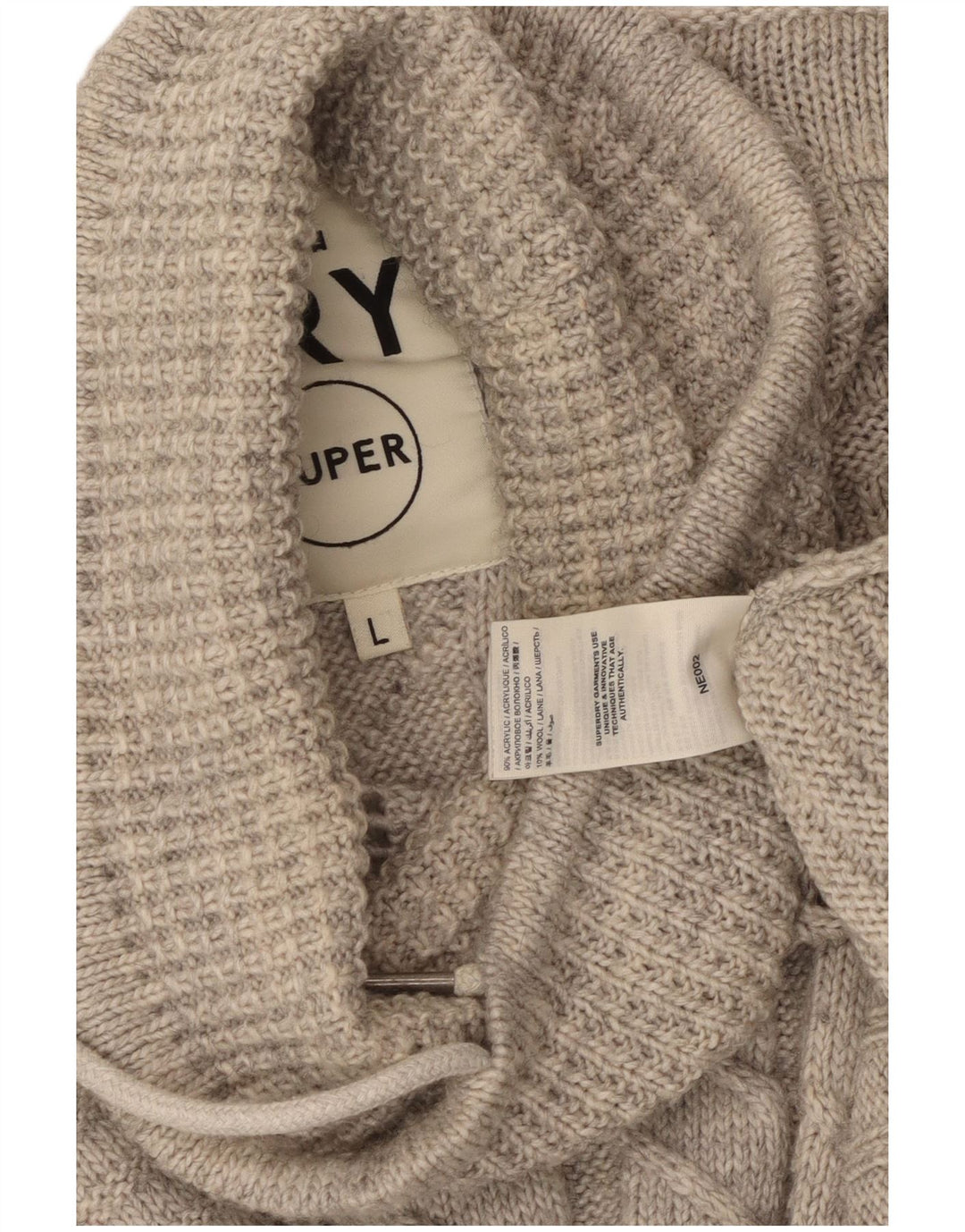 Superdry Damen-Pullover mit 3/4-Ärmeln und Rollkragen, Gr. 16, Grau