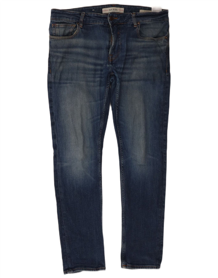 Guess Herren Skinny Jeans W34 L30 Blaue Baumwolle