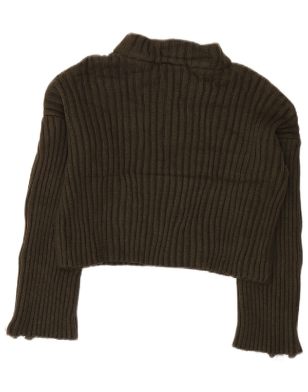 Zara Damen Crop Oversized Rollkragenpullover Pullover UK 10 Small Khaki