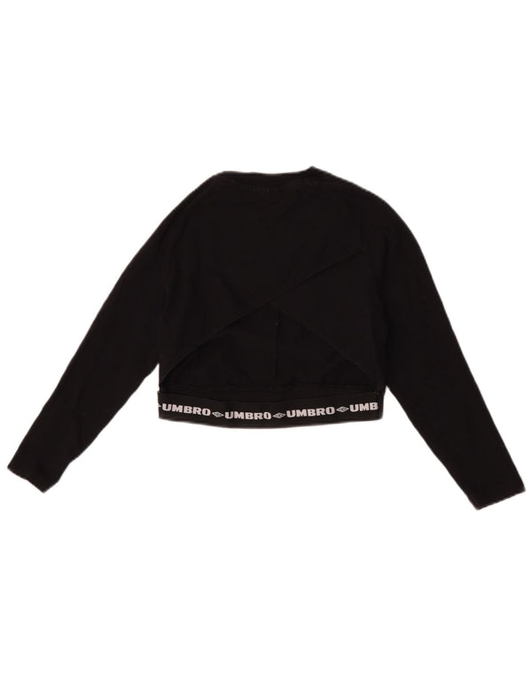 Umbro Damen Graphic Crop Sweatshirt Pullover UK 8 Small Schwarz Baumwolle