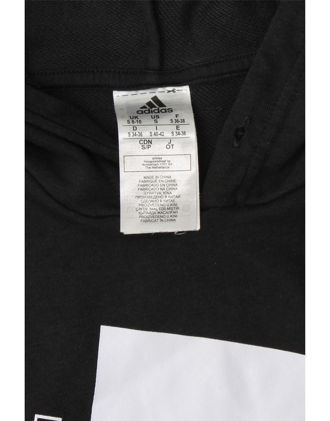 ADIDAS Damen Graphic Hoodie Pullover UK 8/10 Small Schwarz Baumwolle