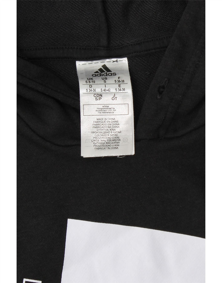 ADIDAS Damen Graphic Hoodie Pullover UK 8/10 Small Schwarz Baumwolle