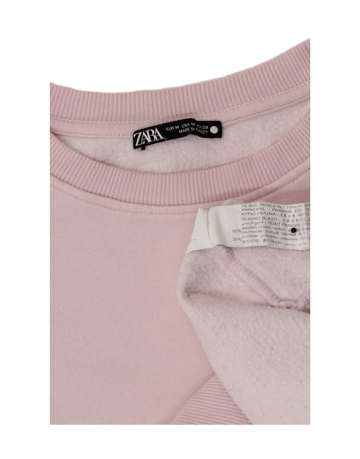 Zara Damen Sweatshirt Pullover UK 12 Mittelrosa Baumwolle