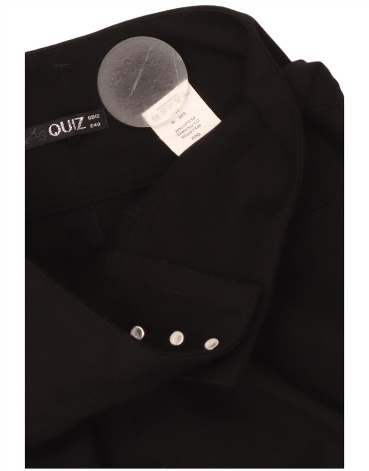 QUIZ Damen-Hose mit hoher Taille, schmale Freizeithose, UK 12, M, W28, L28, Schwarz
