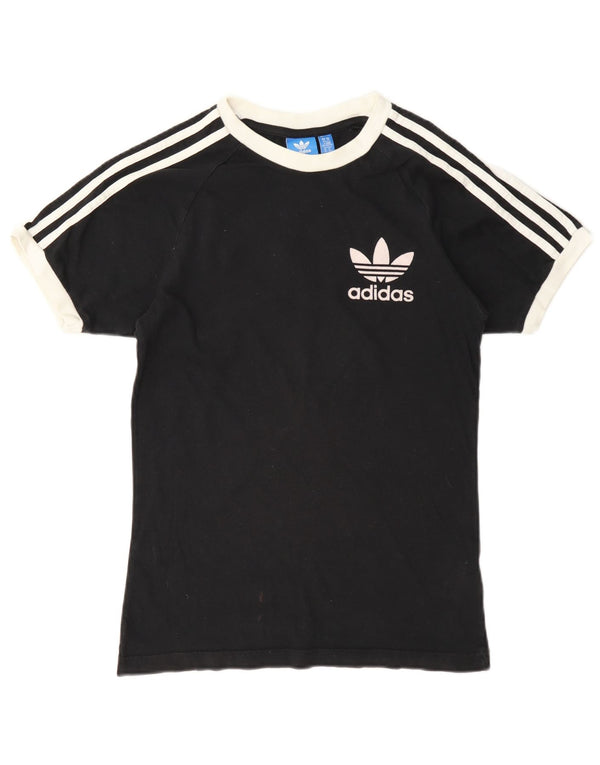 Adidas Damen Übergroßes Grafik-T-Shirt-Oberteil UK 6 XS Schwarz Baumwolle