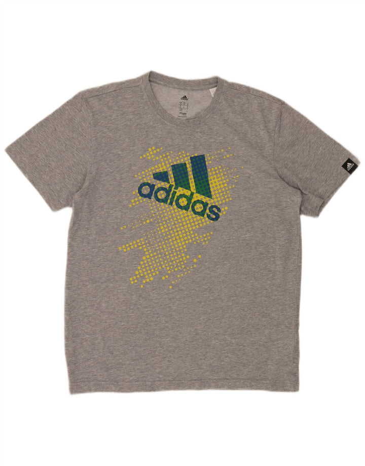 ADIDAS Mens Climalite Graphic T-Shirt Top Medium Grey Cotton