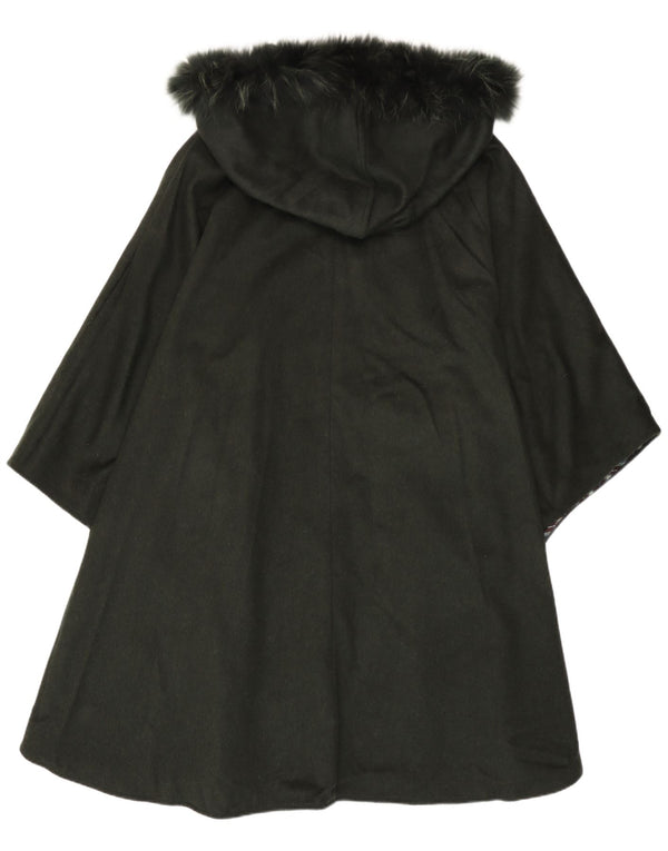 Vintage Damen Cape-Mantel mit Kapuze, lockere Passform, Einheitsgröße, Grün