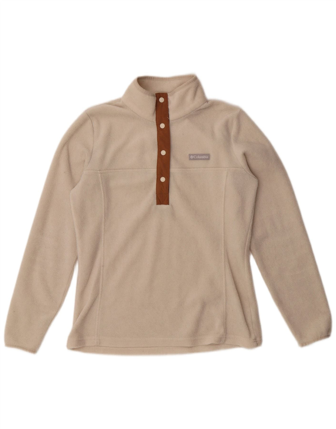 Columbia Damen-Fleecepullover mit Knopfkragen, Gr. 10, Größe S, cremefarbenes Polyester