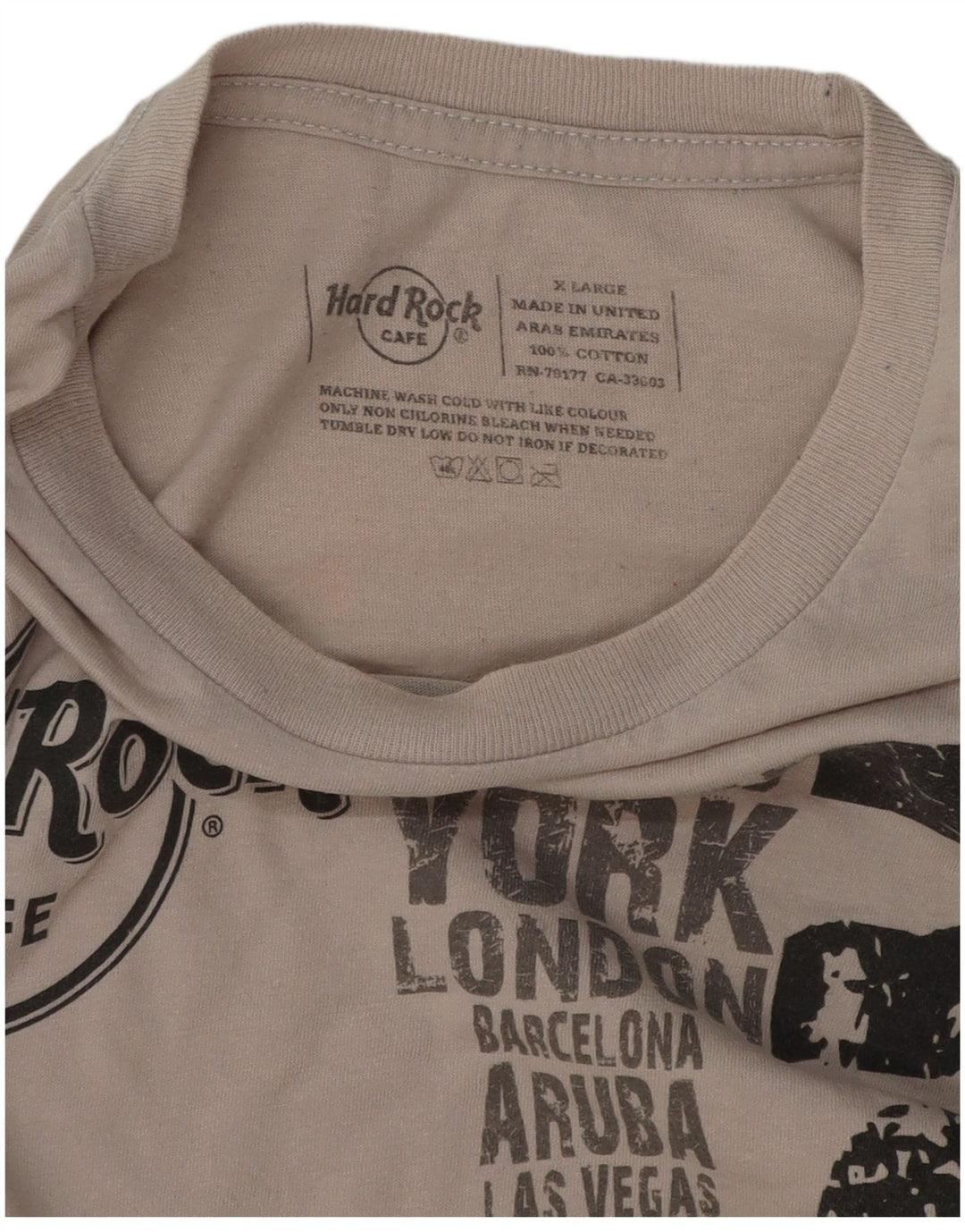 Hard Rock Cafe Herren Rome Graphic T-Shirt Top XL Grau Baumwolle