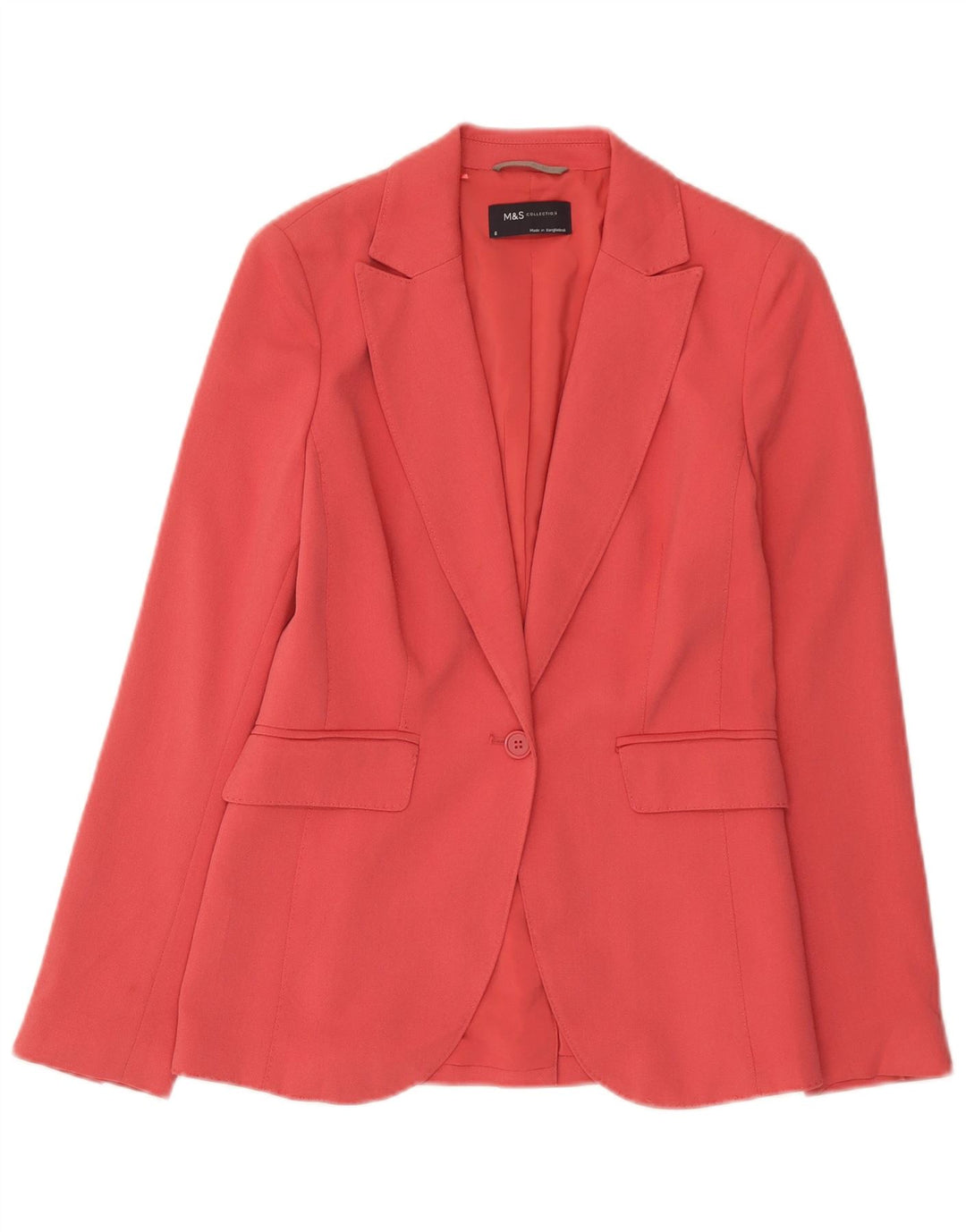 Marks & Spencer Damen-Blazer mit 1 Knopf, Gr. 8, Rosa, Polyester
