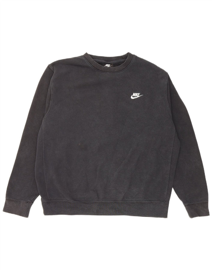 NIKE Herren-Sweatshirt-Pullover, groß, schwarze Baumwolle