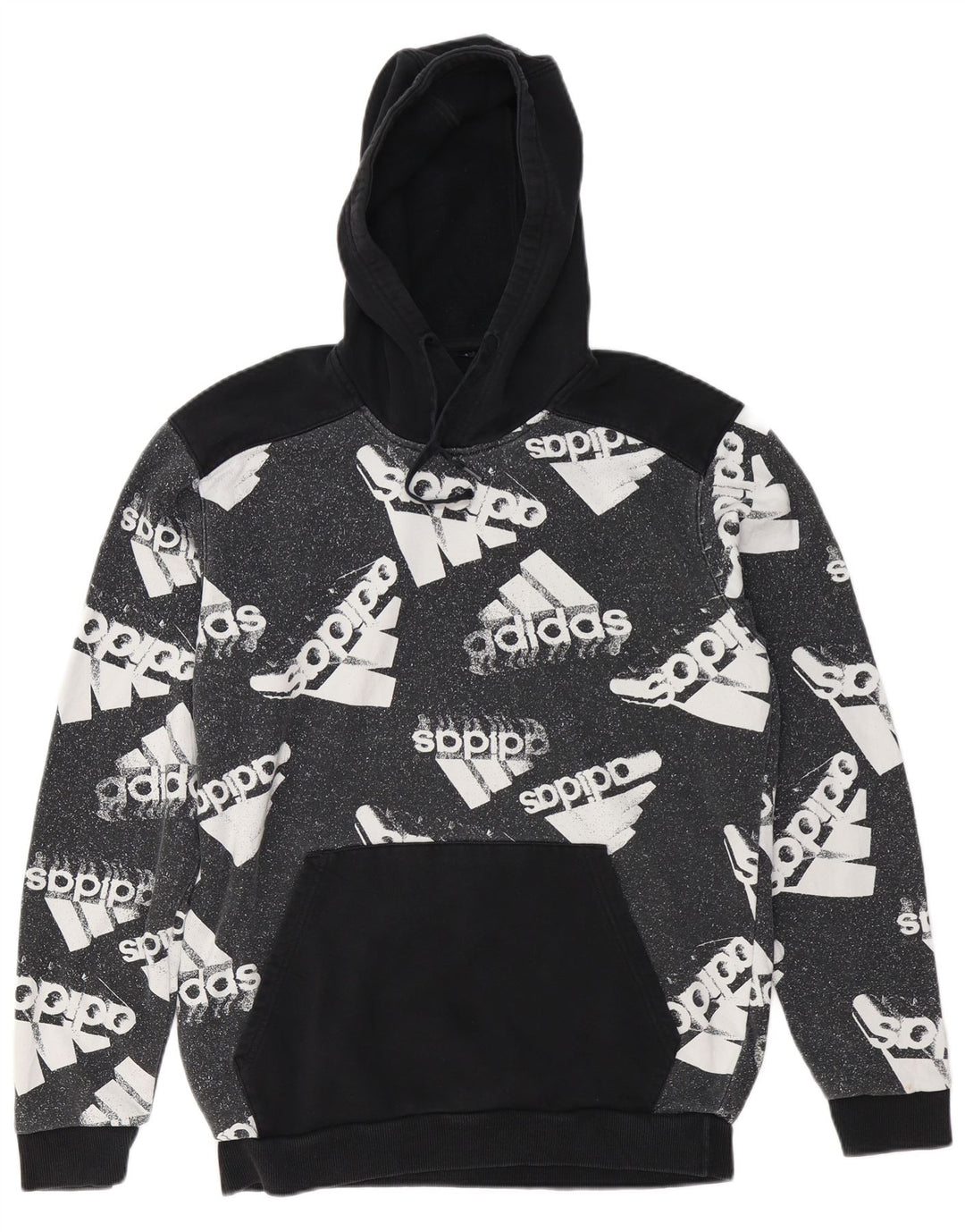 ADIDAS Herren-Kapuzenpullover mit Grafik, groß, schwarze Farbblock-Baumwolle