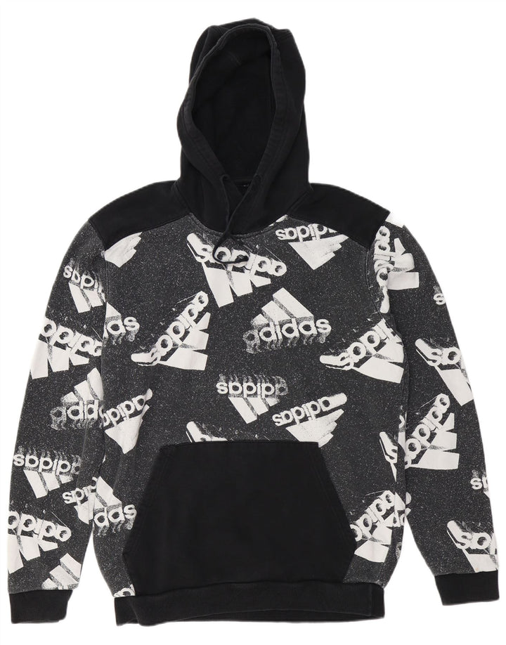 ADIDAS Herren-Kapuzenpullover mit Grafik, groß, schwarze Farbblock-Baumwolle