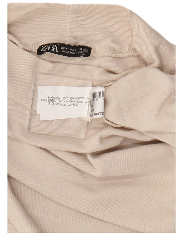 Zara Damen T-Shirt Top UK 12 Mittelbeige Baumwolle