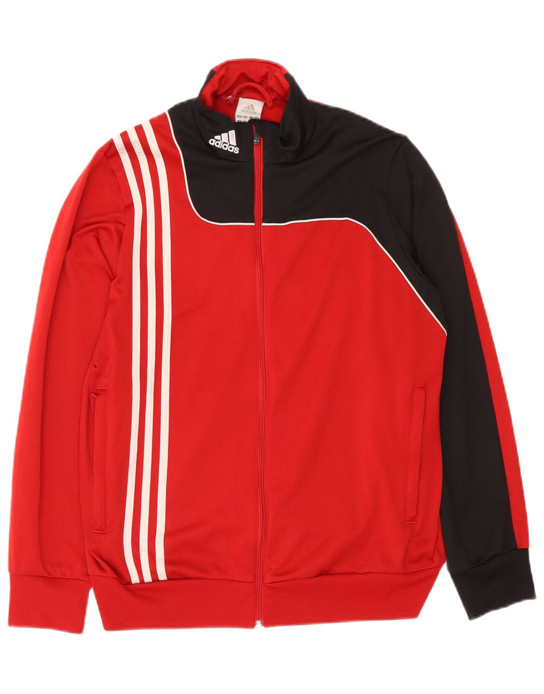 Adidas Jungen-Trainingsanzug-Top-Jacke, 15–16 Jahre, rotes Farbblock-Polyester
