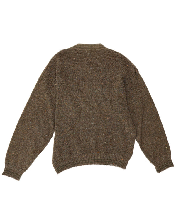 Vintage Herren Cardigan Pullover IT 50 Medium Khaki Flecked Acryl