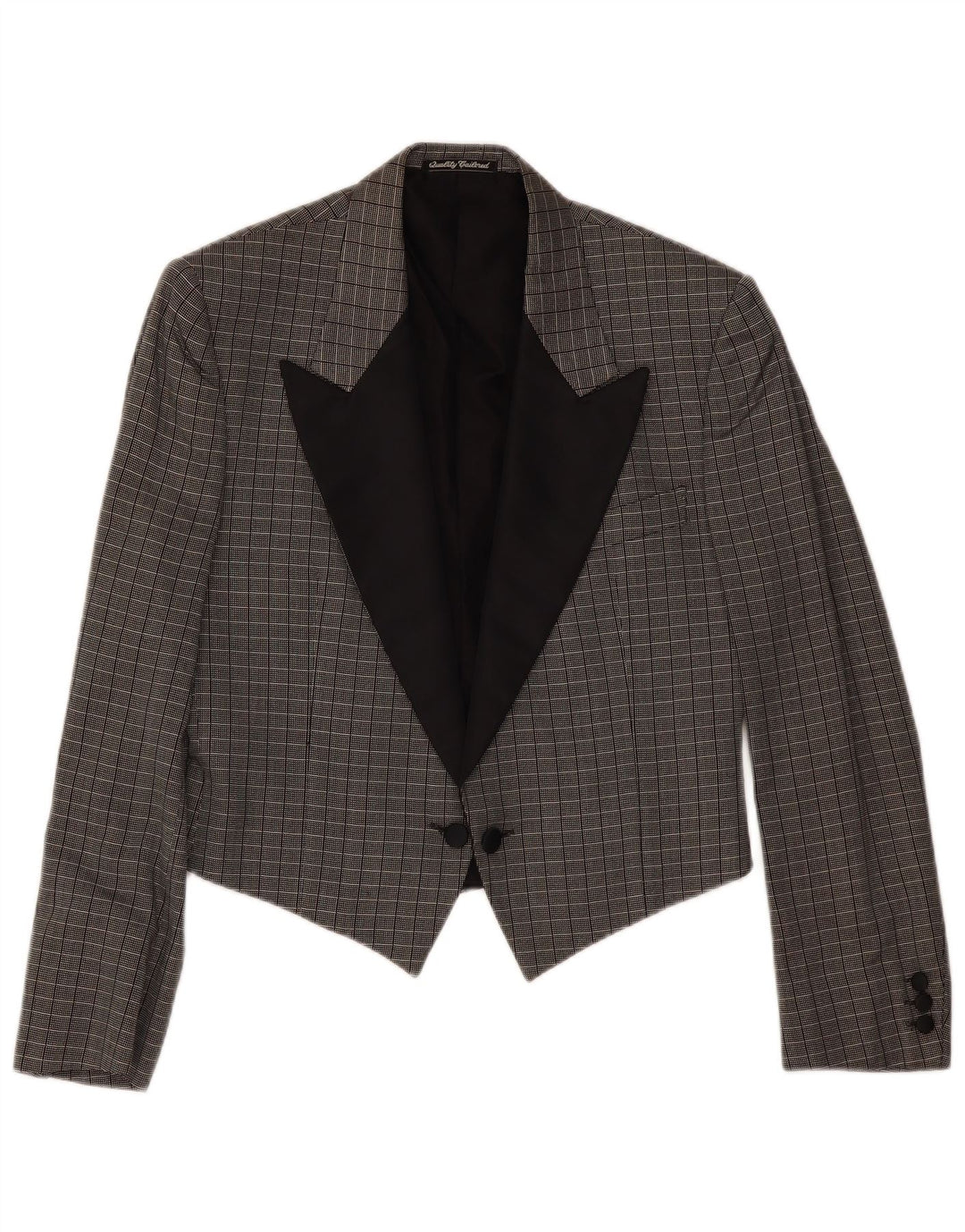 Sidi Zweireihiger Damen-Blazer IT 48 XL Grau karierte Seide