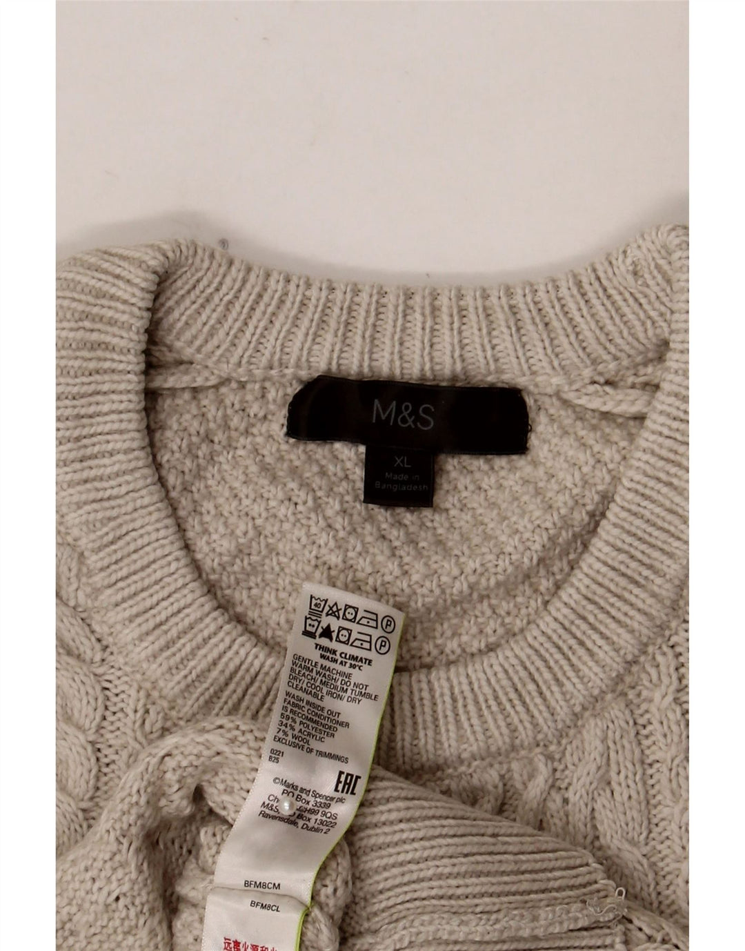 Marks & Spencer Herren-Pullover mit Rundhalsausschnitt, XL, grau, Polyester