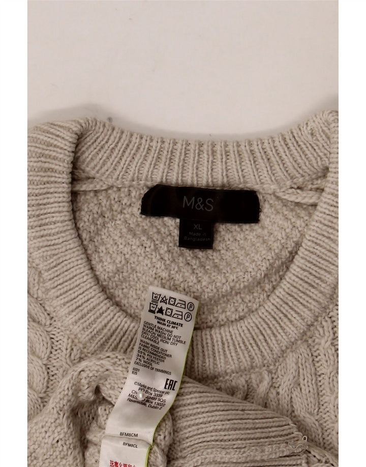 Marks & Spencer Herren-Pullover mit Rundhalsausschnitt, XL, grau, Polyester