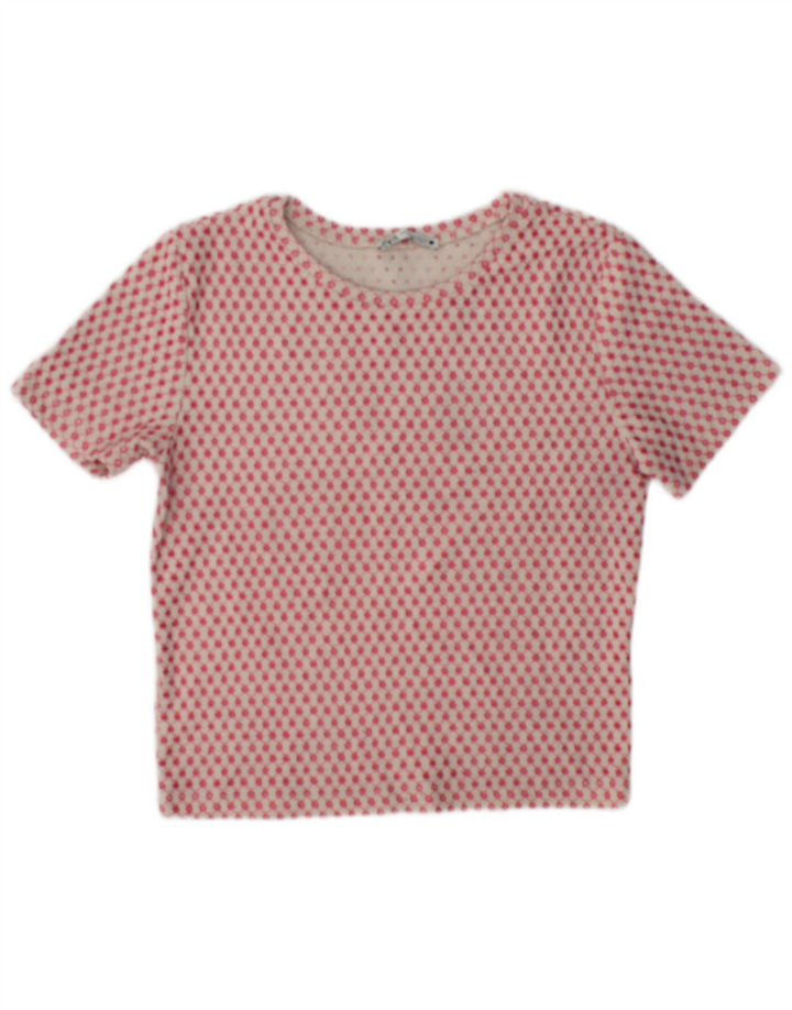 Zara Damen Crop Top UK 12 Mittelrosa Geometrisch