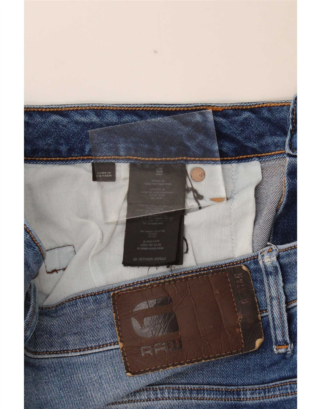 G-Star Herren 3D Arc Slim Jeans W33 L34 Blaue Baumwolle