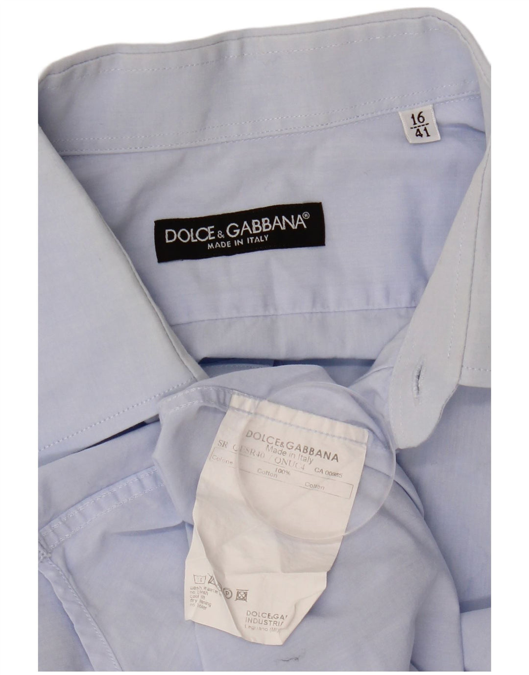 DOLCE & GABBANA Herrenhemd Größe 16 41 Große blaue Baumwolle