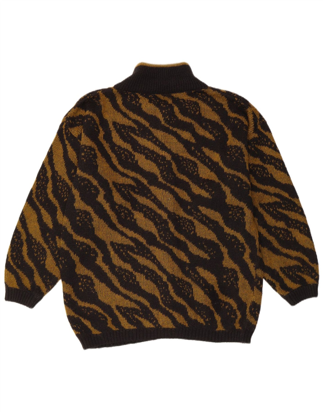 VINTAGE Damen Strickjacke Pullover UK 16 Groß Schwarz gestreift