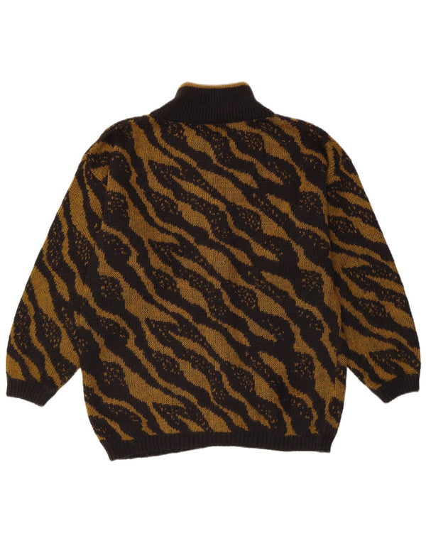 VINTAGE Damen Strickjacke Pullover UK 16 Groß Schwarz gestreift